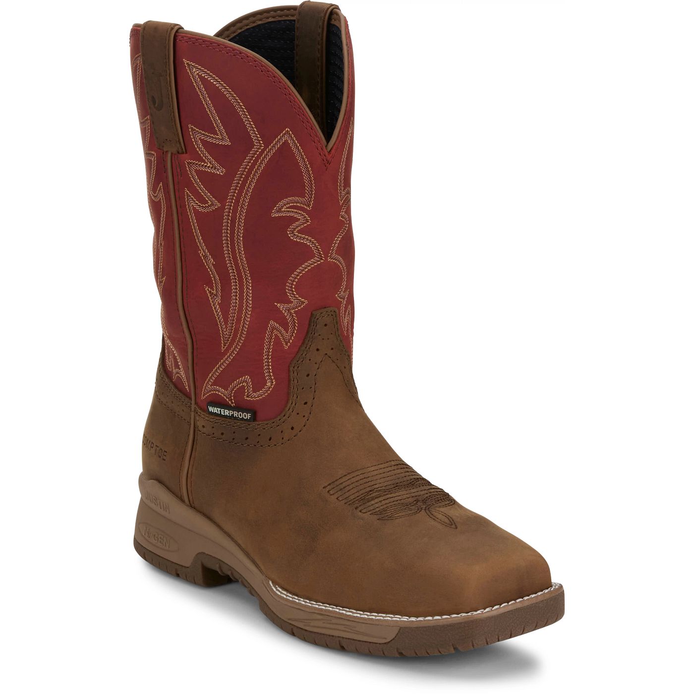 Justin Work Men's Nitread 11" Waterproof Nano Comp Toe Boot - Amber (CR3209) - View 2