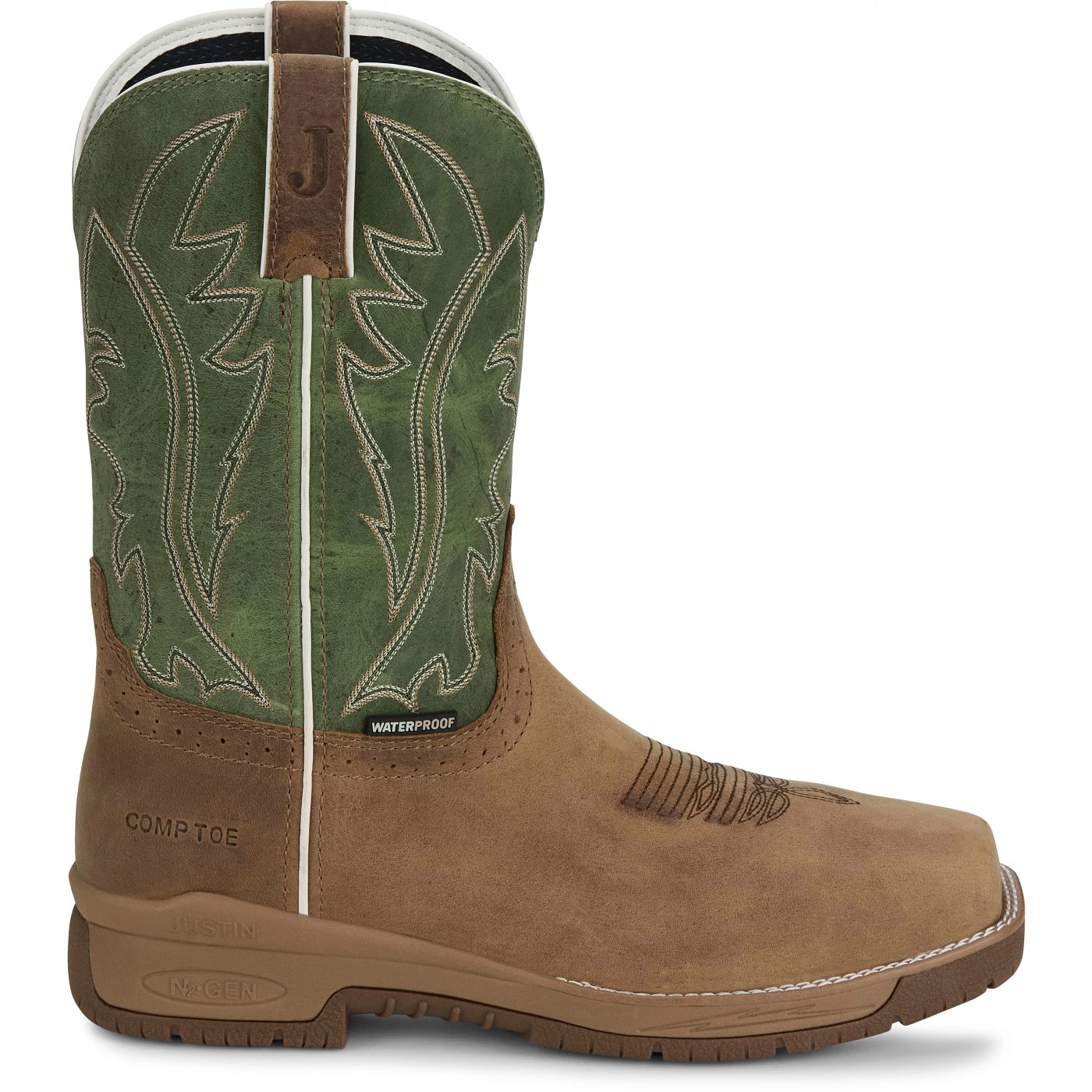 Justin Work Men's Nitread 11" Waterproof Nano Comp Toe Boot - Oak (CR3210) - View 3