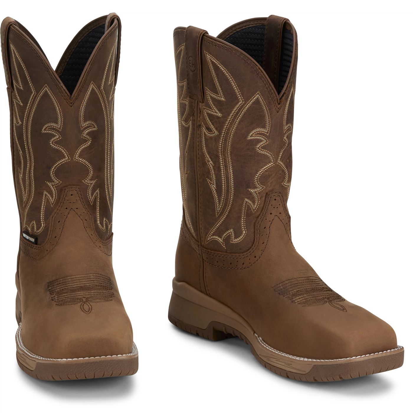 Justin Work Men's Nitread 11" Waterproof Boot - Taupe (CR3211) - Front View
