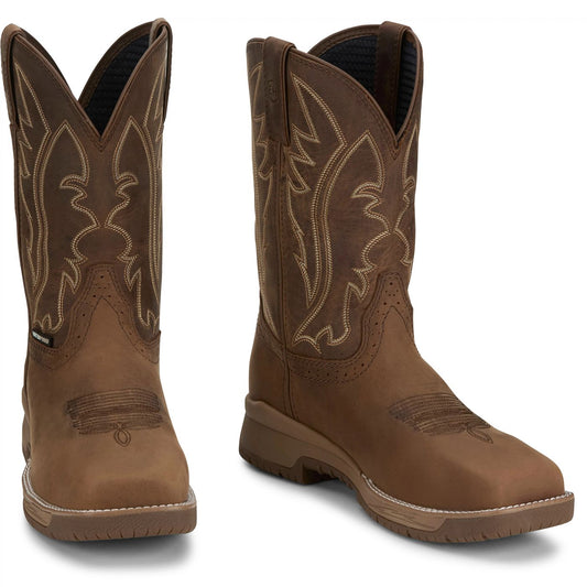 Justin Work Men's Nitread 11" Waterproof Boot - Taupe (CR3211) - Front View