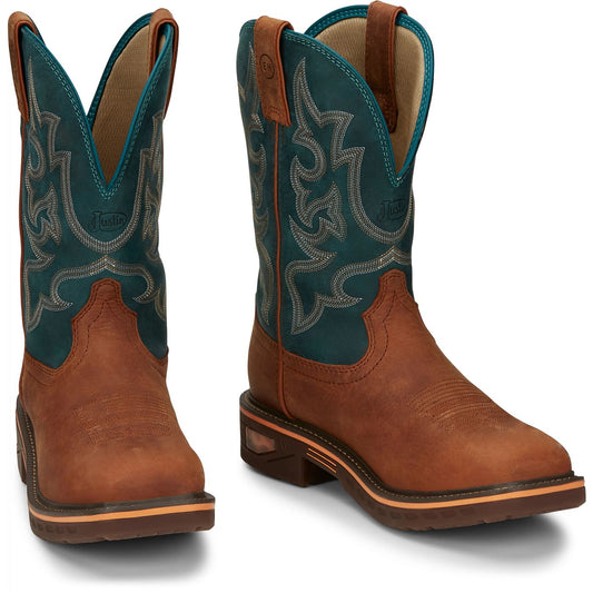 Justin Work Men's Resistor 11" Nano Comp Toe Boot - Russet (CR4010) - Front View