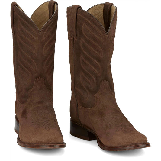 Tony Lama Men's 12" Amado Western Boot Desert Tan Suede (DR3039) - Front View