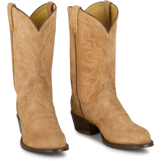 Tony Lama Men's 12" Plano Western Boot Honey Suede (DR3050) - Front View