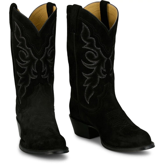 Tony Lama Men's 12" Plano Western Boot Black (DR3052) - Front View