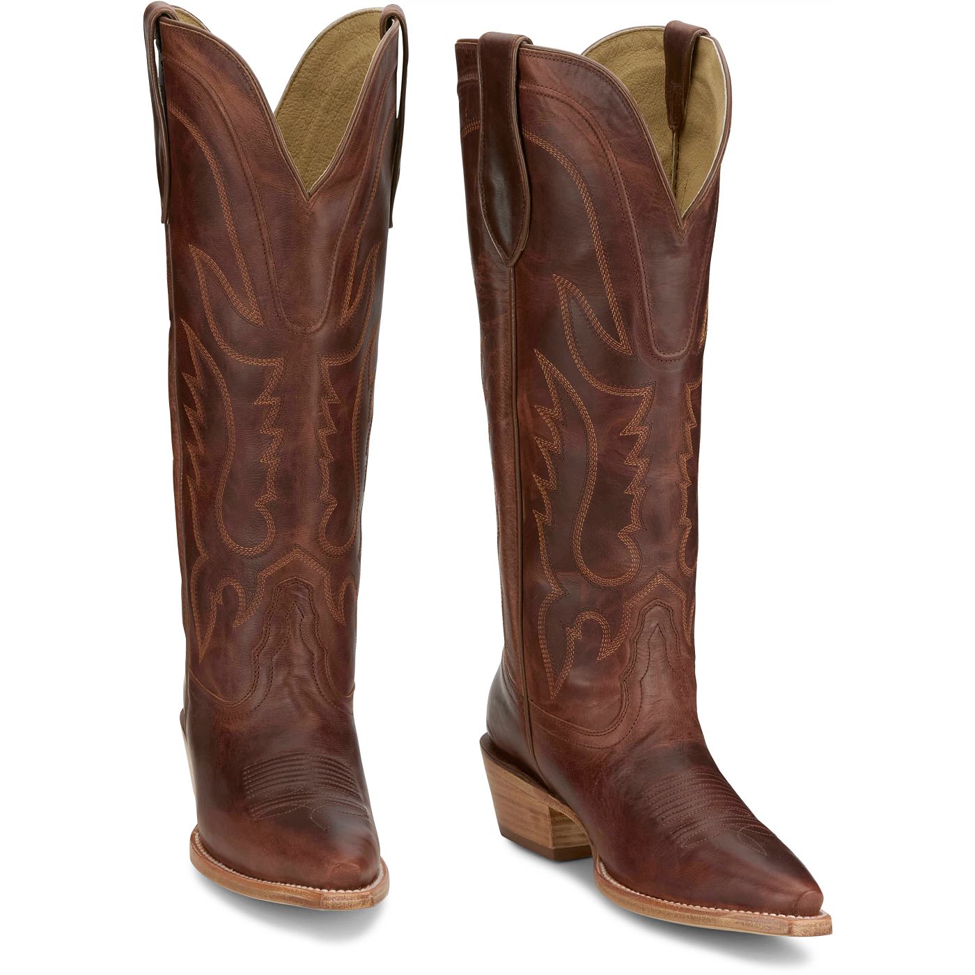 Tony Lama Women's 15" Jess Western Boot Cognac (DR4251) - Front View