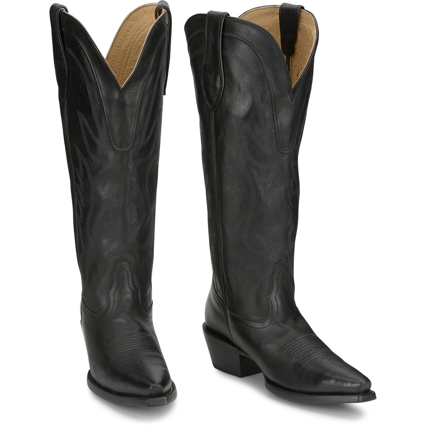 Tony Lama Women's 15" Jess Western Boot Black (DR4252) - Front View