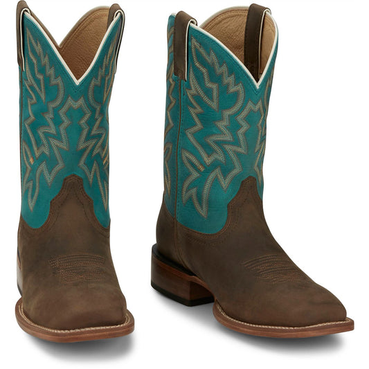 Justin Boots Men's Jackpot 11" Western Boot - Blue Cowhide (FN7010) - Front View