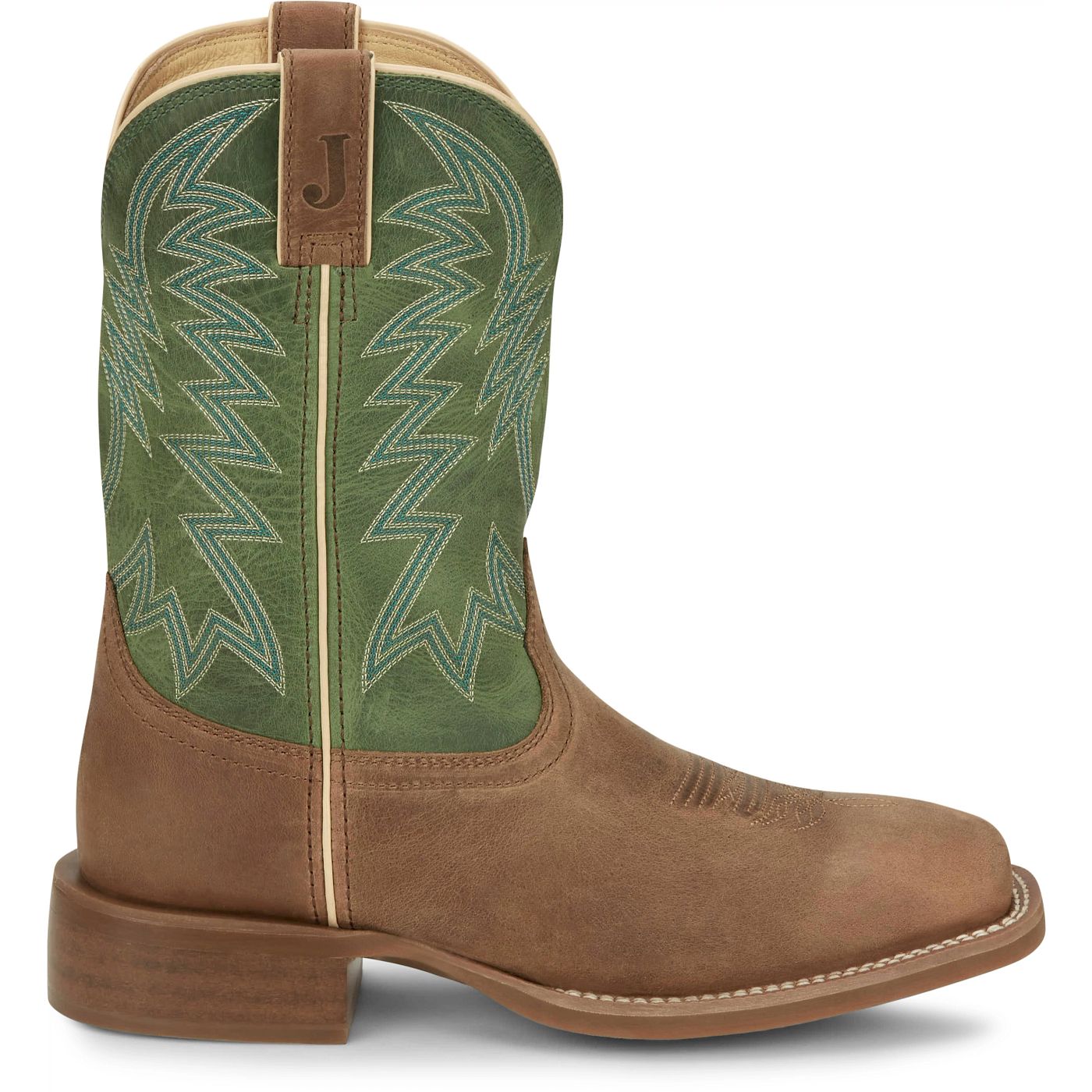 Justin Boots Men's Big Bucks 11" Western Boot - Tan/Green Cowhide (FN7110) - View 3