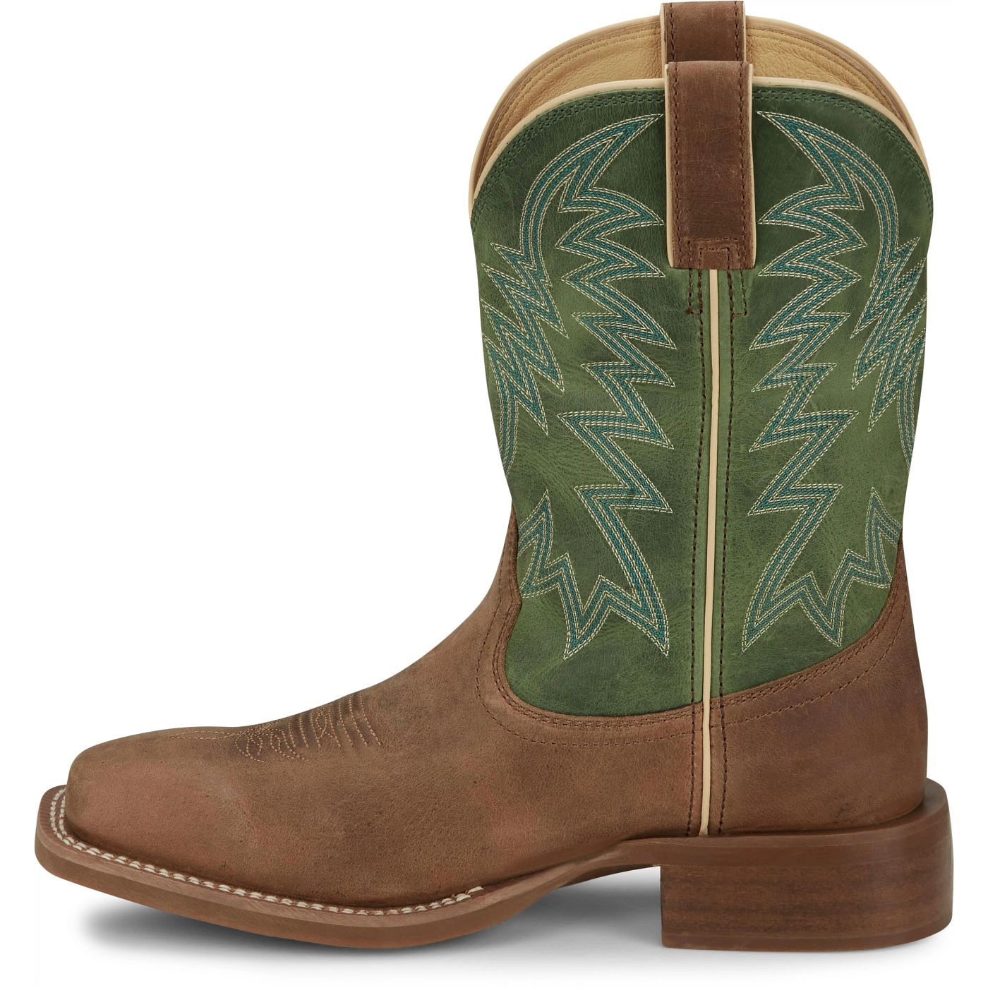 Justin Boots Men's Big Bucks 11" Western Boot - Tan/Green Cowhide (FN7110) - View 8