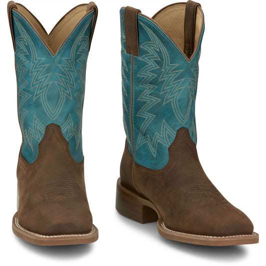 Justin Boots Men's Big Bucks 11" Western Boot - Blue Cowhide (FN7111) - Front View