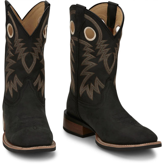 Justin Boots Men's Show Stopper 11" Western Boot - Black Cowhide (FN7122) - Front View