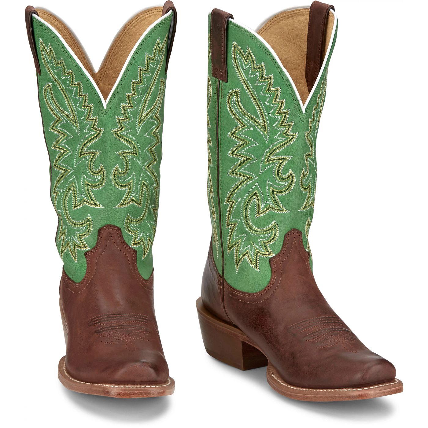 Justin Boots Men's Show Off 13" Western Boot - Forest Green Goat (FN7250) - Front View