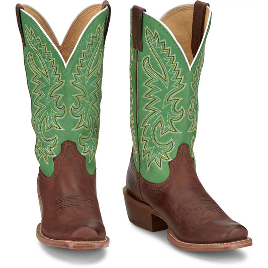 Justin Boots Men's Show Off 13" Western Boot - Forest Green Goat (FN7250) - Front View