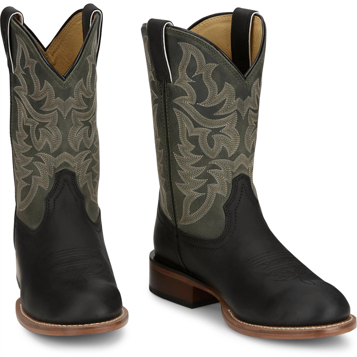 Justin Boots Men's Disco Man 11" Western Boot - Slate Grey Cowhide (FN7304) - Front View