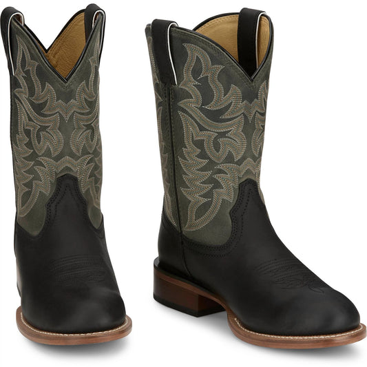 Justin Boots Men's Disco Man 11" Western Boot - Slate Grey Cowhide (FN7304) - Front View
