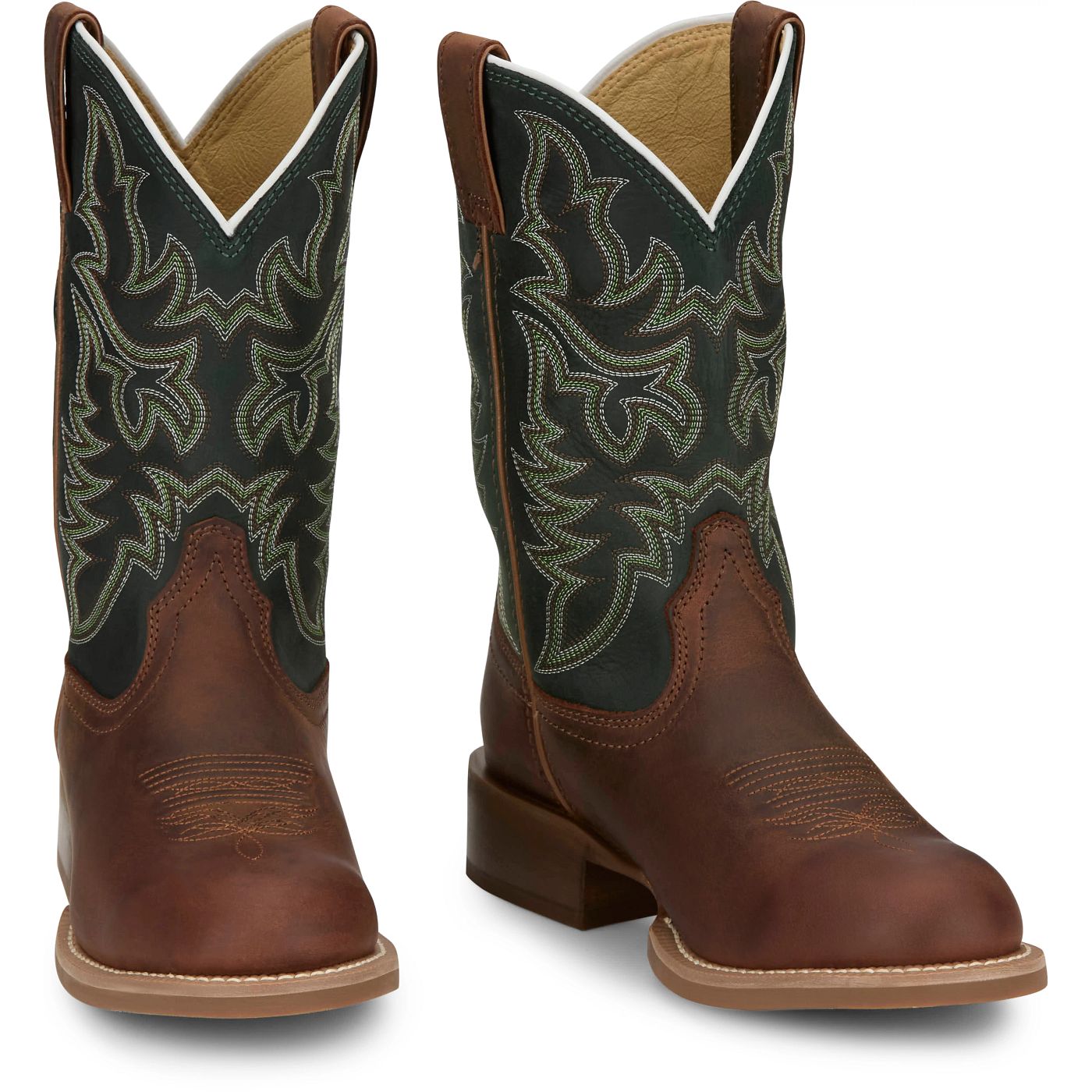 Justin Boots Men's Wild Bill 11" Western Boot - Forest Green Cowhide (FN7352) - Front View