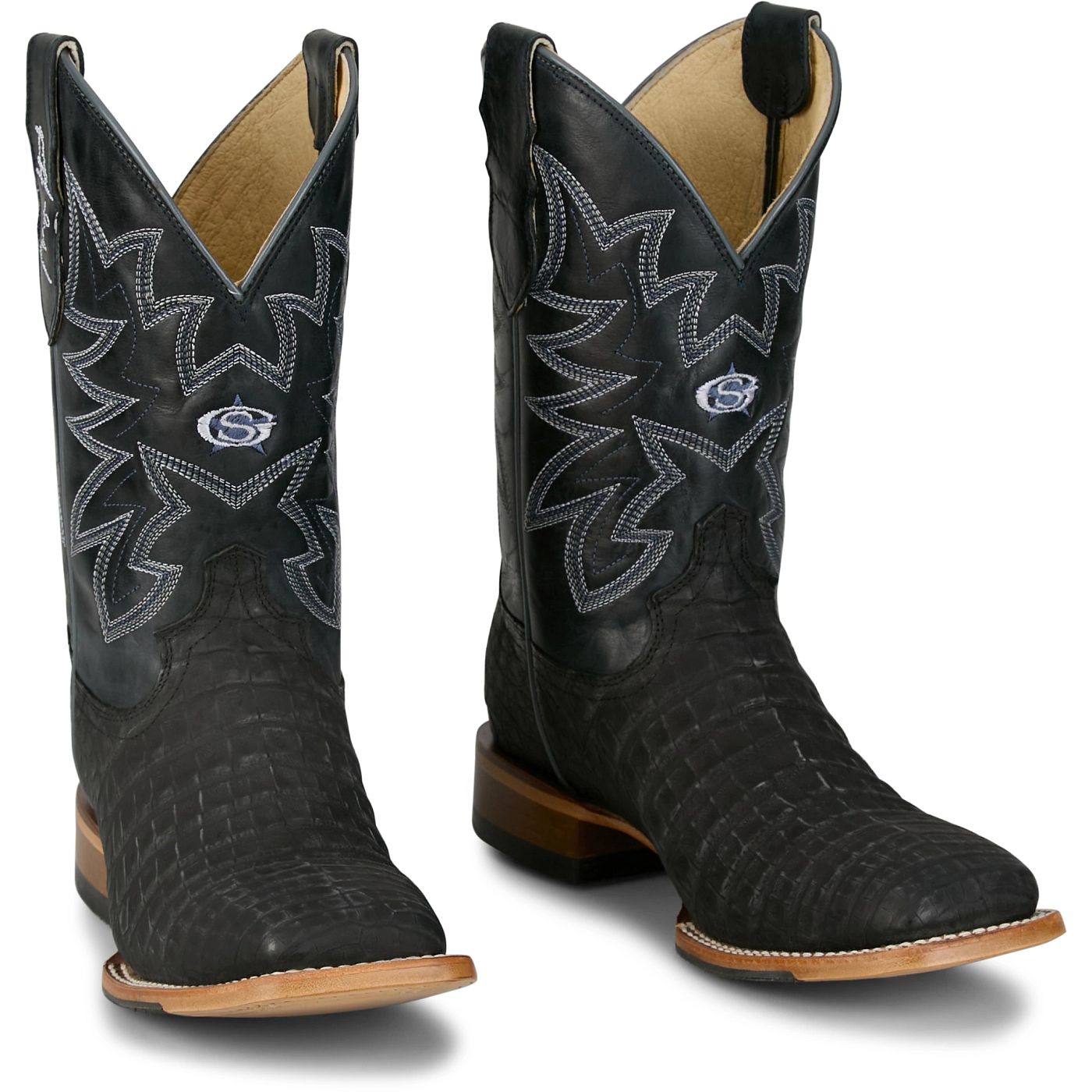 Justin Boots Men's San Antone 11" Western Boot - Blue Sapphire Caiman (GR5710) - Front View