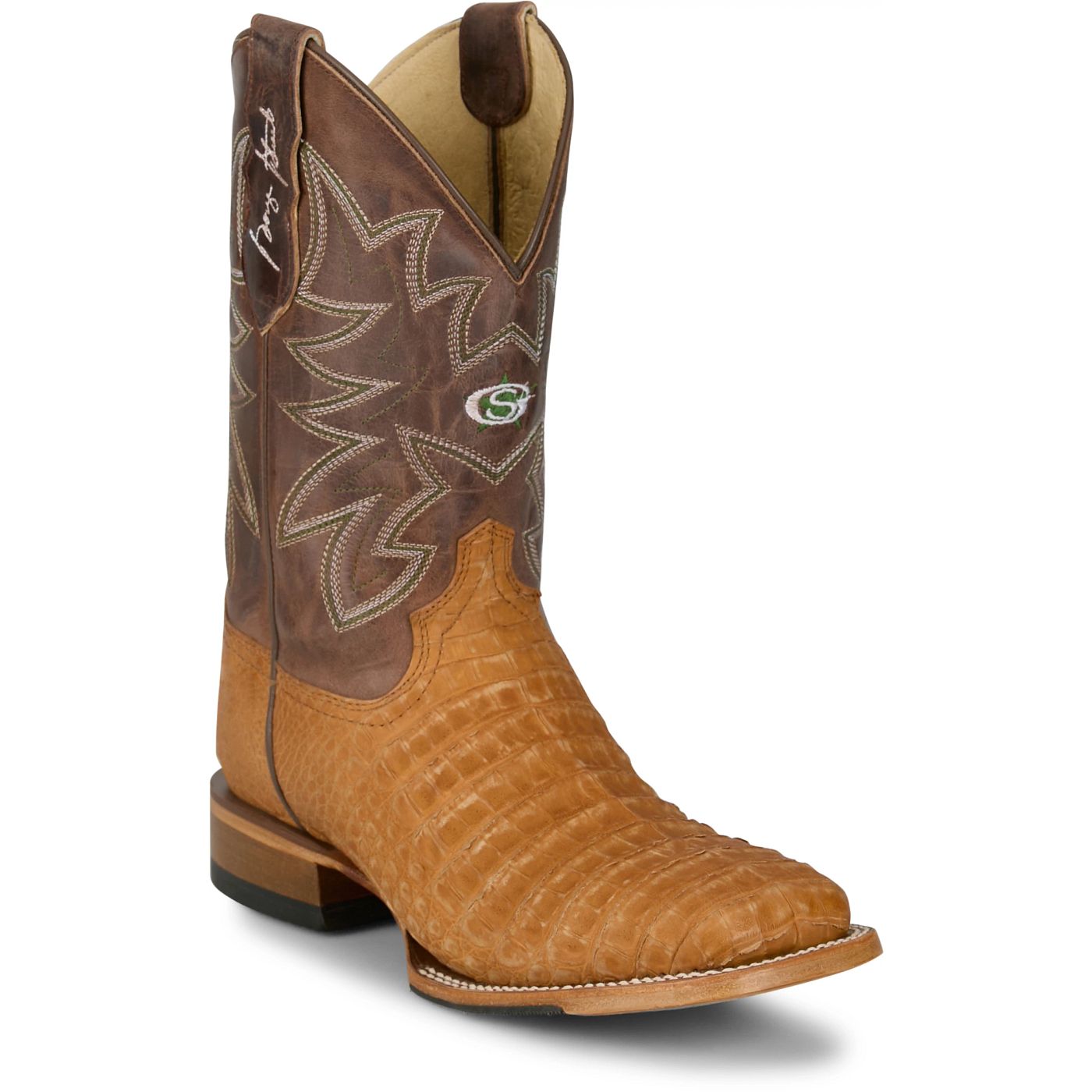 Justin Boots Men's San Antone 11" Western Boot - Cedar Brown Caiman (GR5711) - View 2