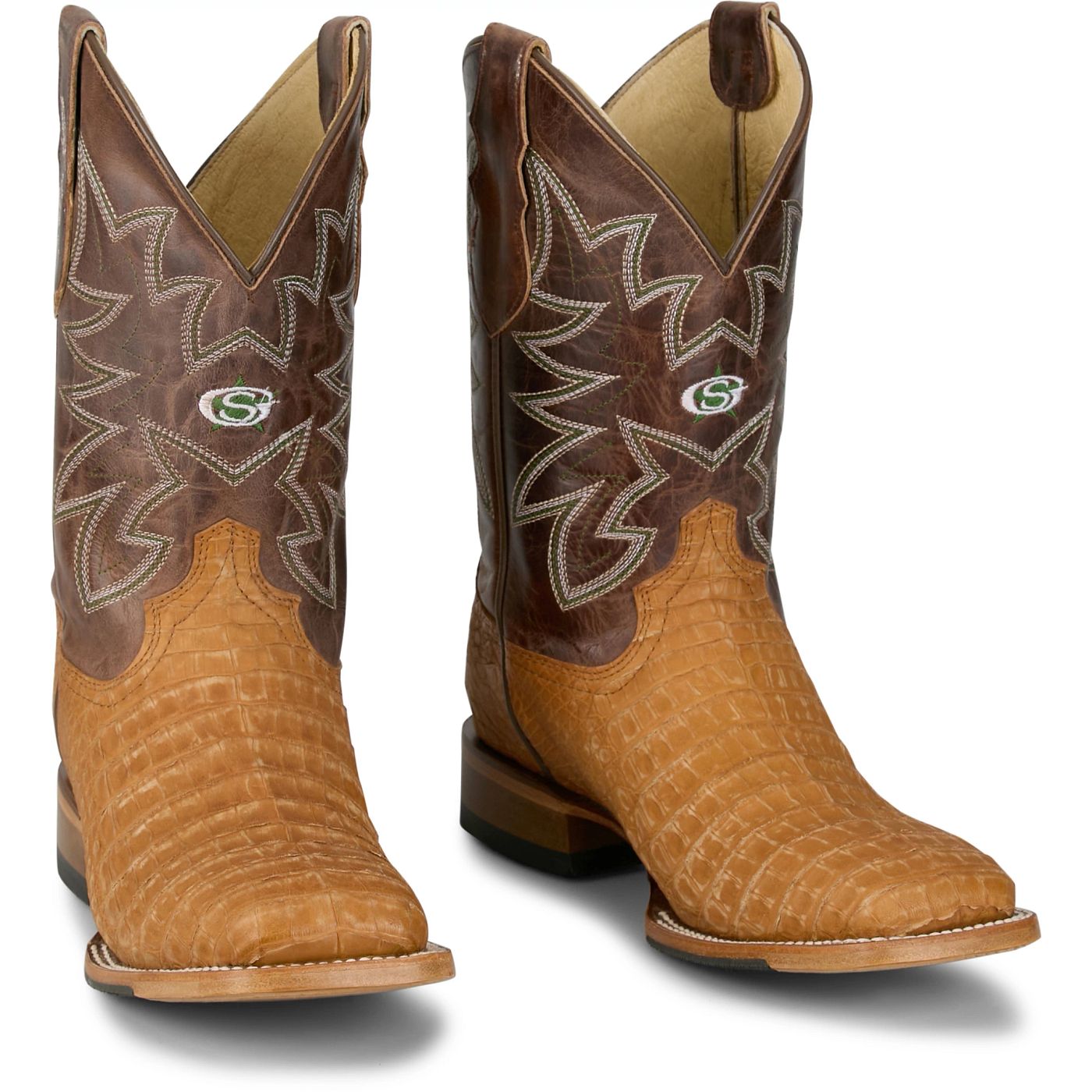 Justin Boots Men's San Antone 11" Western Boot - Cedar Brown Caiman (GR5711) - Front View