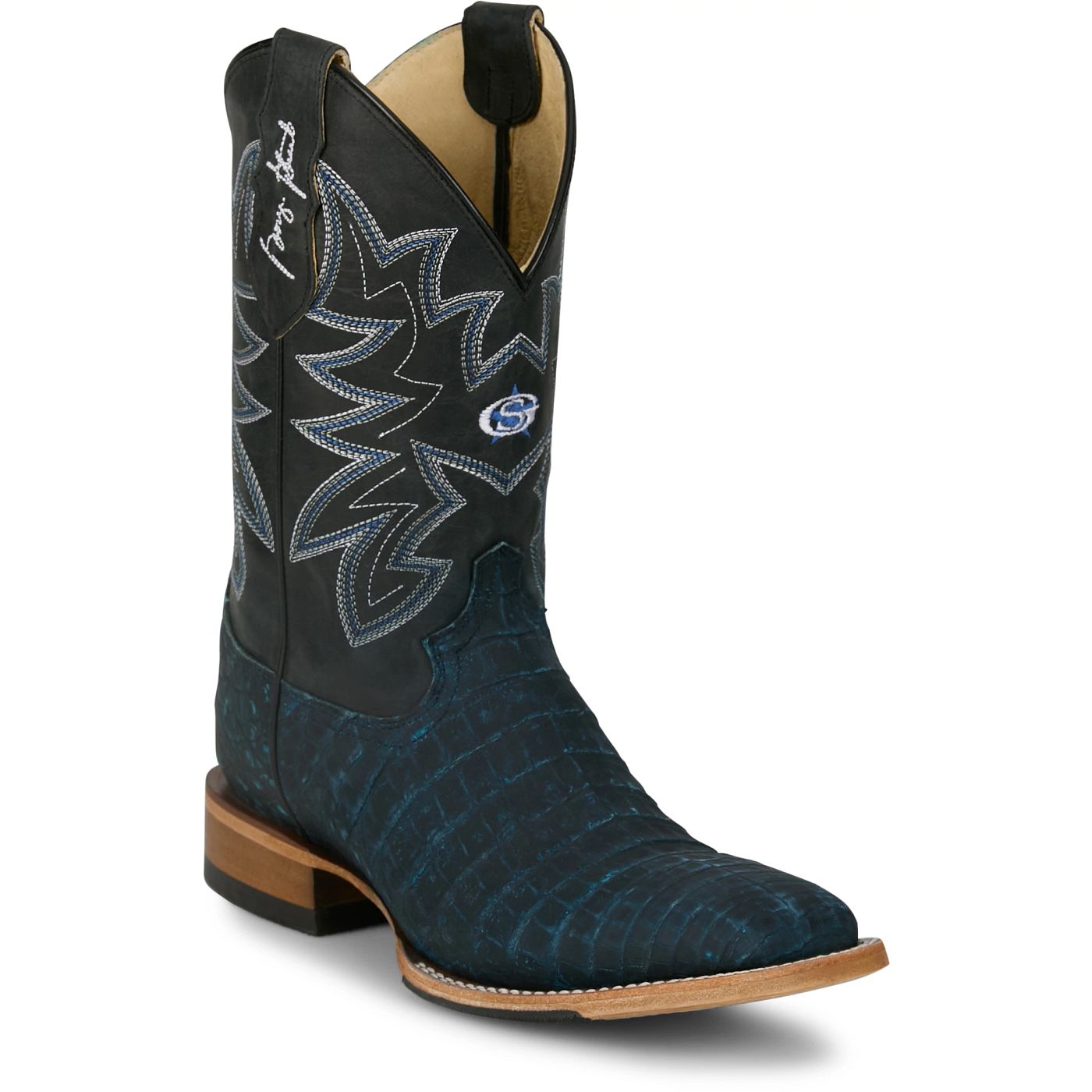 Justin Boots Men's San Antone 11" Western Boot - Black Caiman (GR5712) - View 2