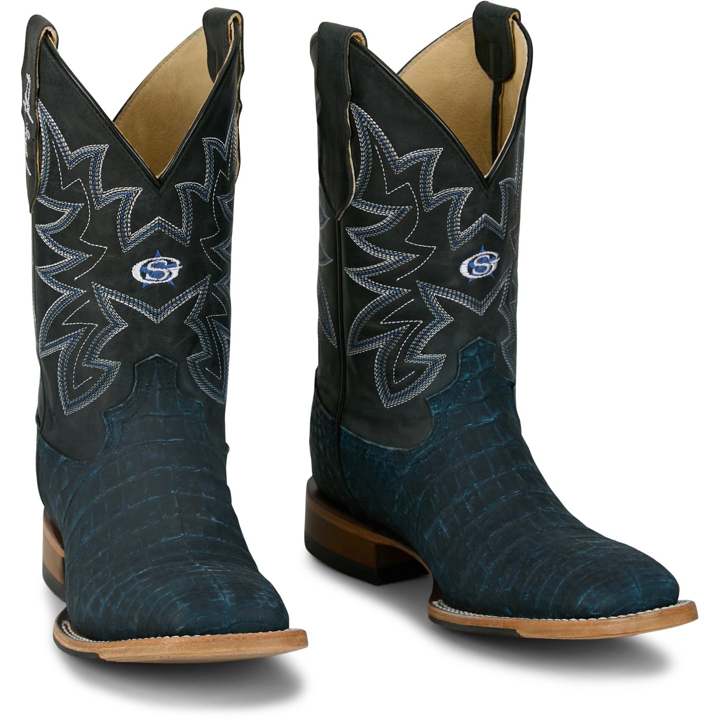 Justin Boots Men's San Antone 11" Western Boot - Black Caiman (GR5712) - Front View