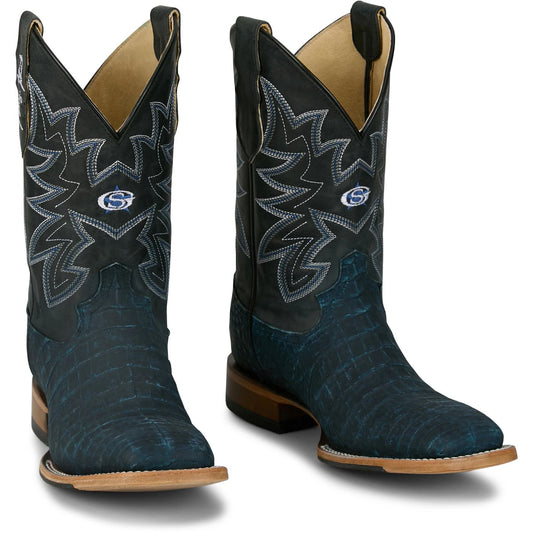 Justin Boots Men's San Antone 11" Western Boot - Black Caiman (GR5712) - Front View