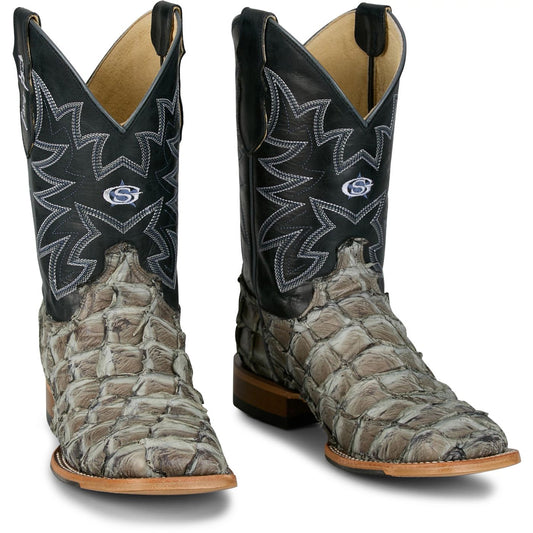 Justin Boots Men's Ocean View 11" Western Boot - Slate Grey Pirarucu (GR5715) - Front View