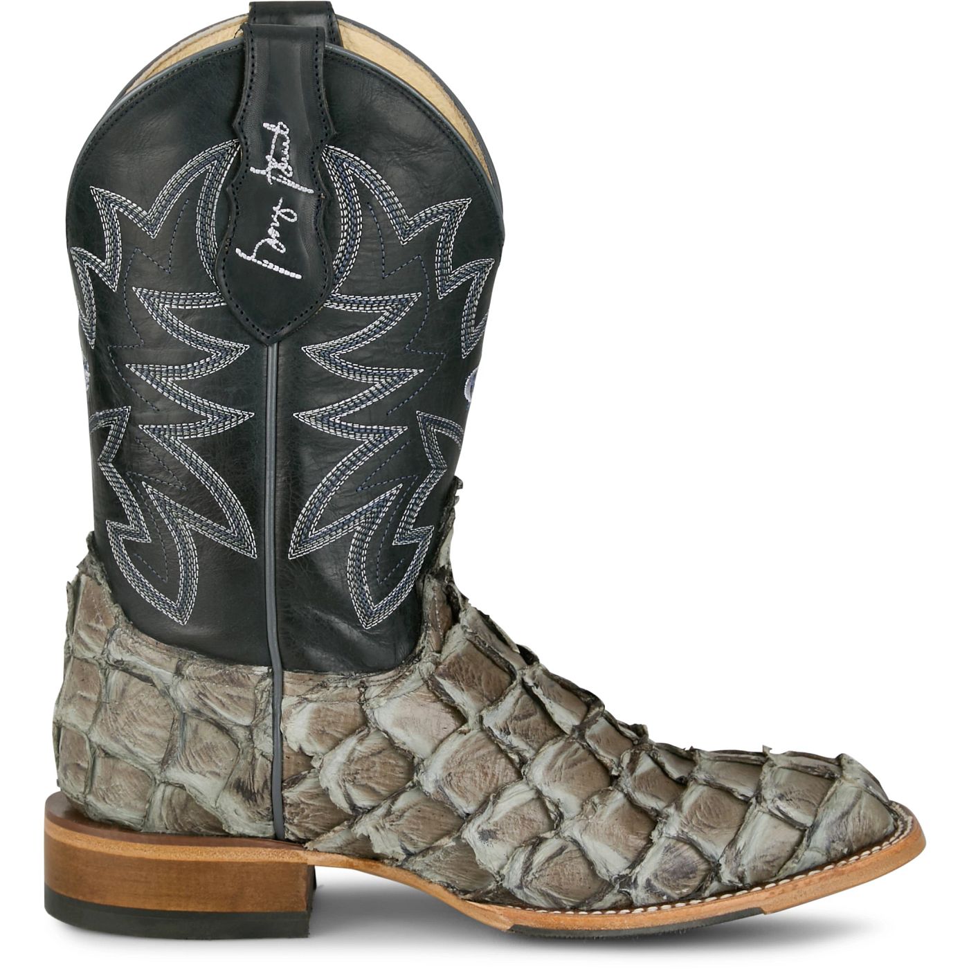 Justin Boots Men's Ocean View 11" Western Boot - Slate Grey Pirarucu (GR5715) - View 3