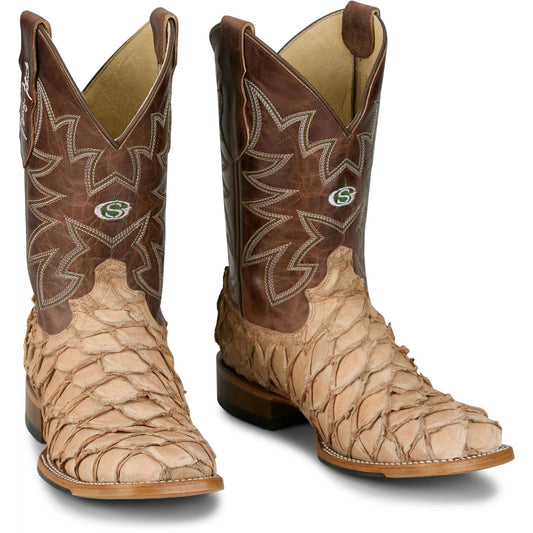 Justin Boots Men's Ocean View 11" Western Boot - Cedar Brown Pirarucu (GR5716) - Front View
