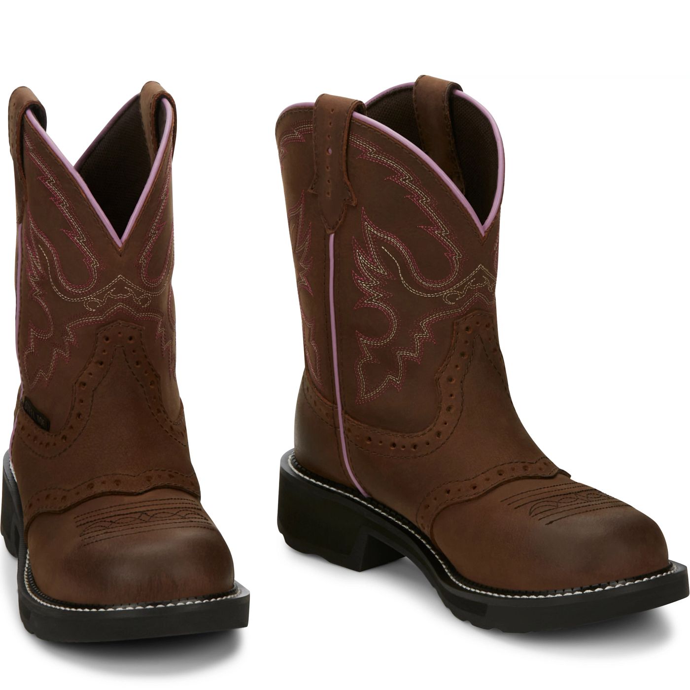 Justin Work Women's Wanette 8" Steel Toe Waterproof Boot - Aged Bark (GY9980) - Front View