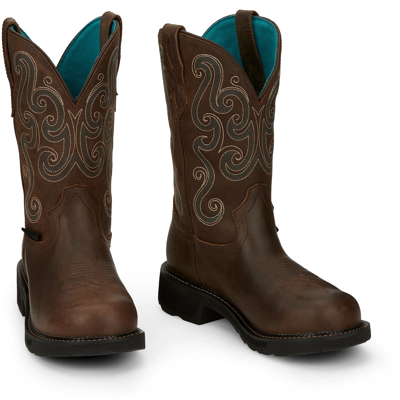 Justin Work Women's Tasha 11" Steel Toe Waterproof Boot - Brown (GY9991) - Front View