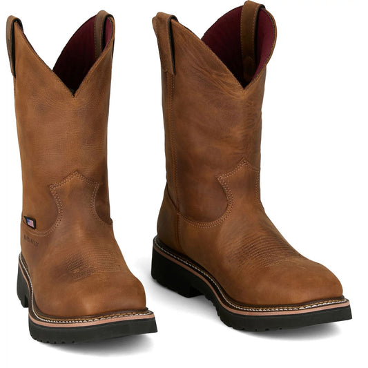 Justin Work Men's Ames 11" Steel Toe Waterproof Boot - Walnut Brown (HL4225) - Front View