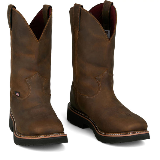 Justin Work Men's Billings 11" Waterproof Boot - Hickory Brown (HL4234) - Front View