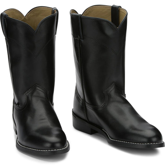 Justin Boots Men's Temple 10" Roper Western Boot - Black (JB3000) - Front View