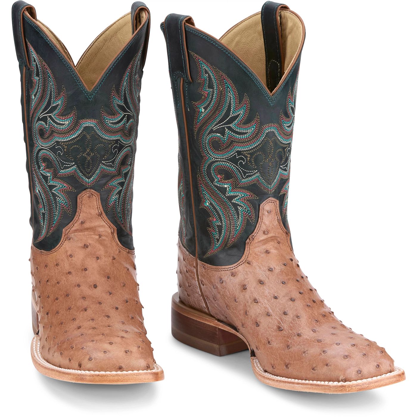 Justin Boots Men's Moseley 11" Full Quill Ostrich Western Boot - Forest Green (JE5171) - Front View