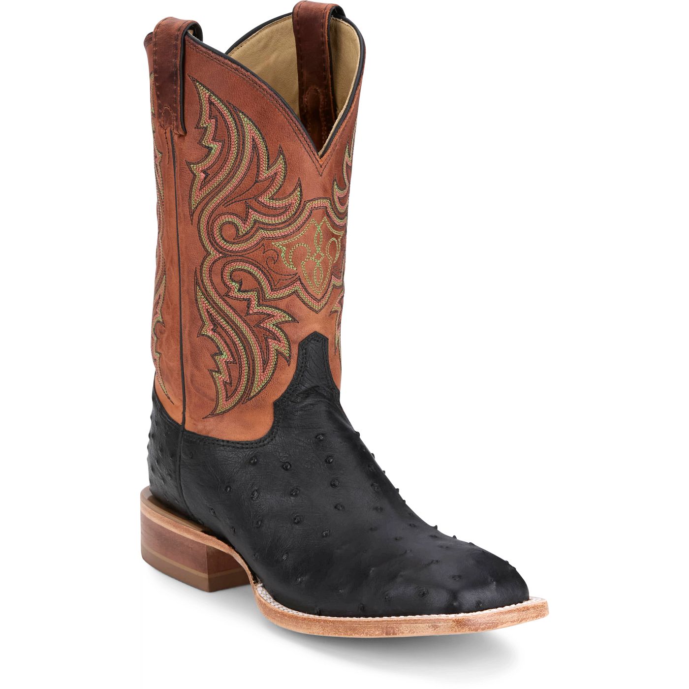 Justin Boots Men's Moseley 11" Full Quill Ostrich Western Boot - Shadow Black (JE5173) - View 2