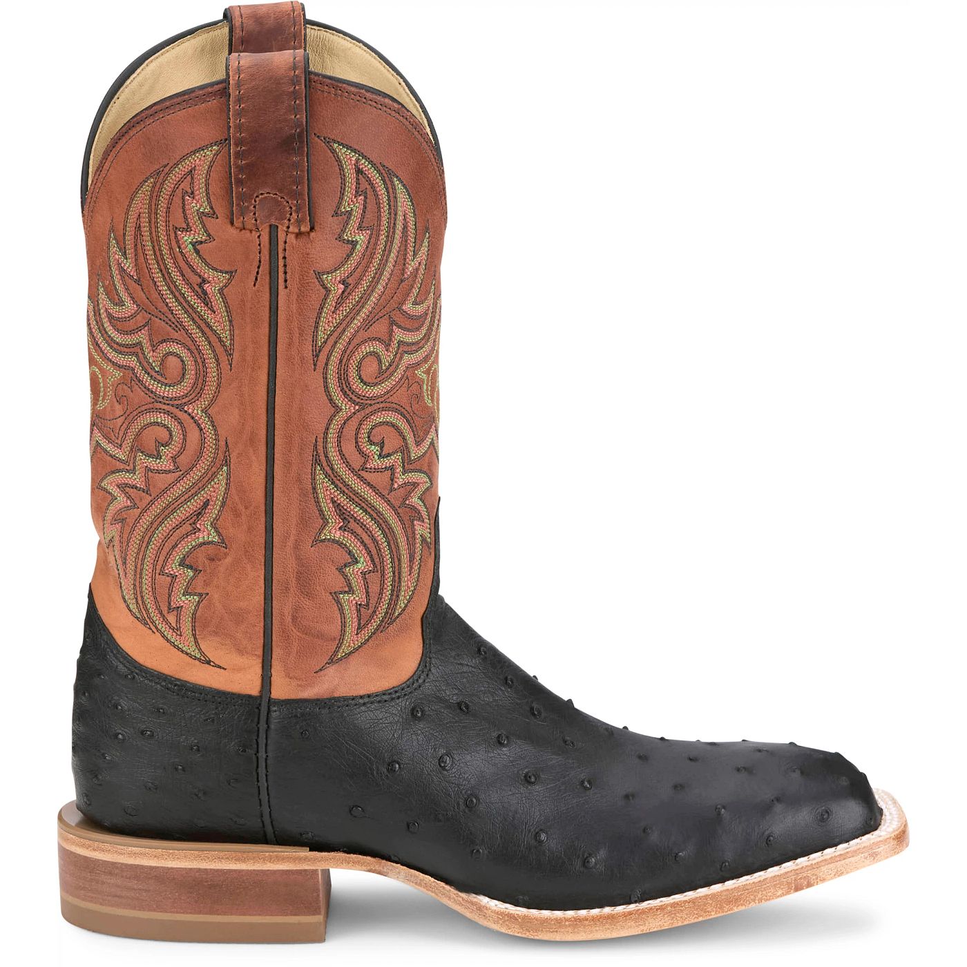 Justin Boots Men's Moseley 11" Full Quill Ostrich Western Boot - Shadow Black (JE5173) - View 3