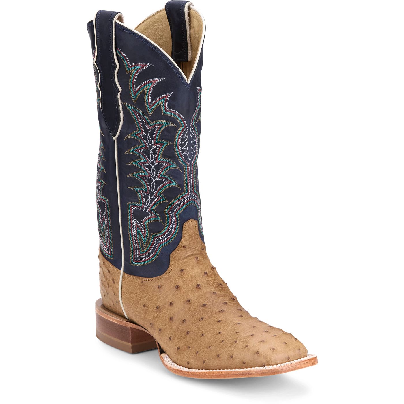 Justin Boots Men's Chisolm 13" Full Quill Ostrich Western Boot - Navy Blue (JE8170) - View 2