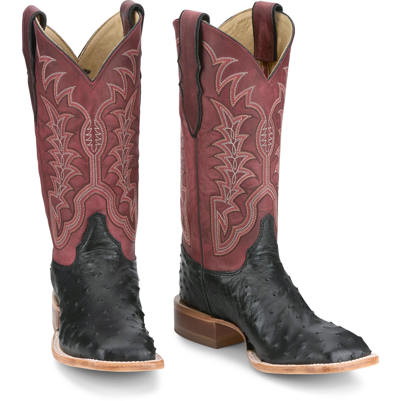 Justin Boots Men's Chisolm 13" Full Quill Ostrich Western Boot - Salsa (JE8171) - Front View
