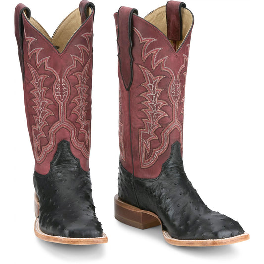 Justin Boots Men's Chisolm 13" Full Quill Ostrich Western Boot - Salsa (JE8171) - Front View