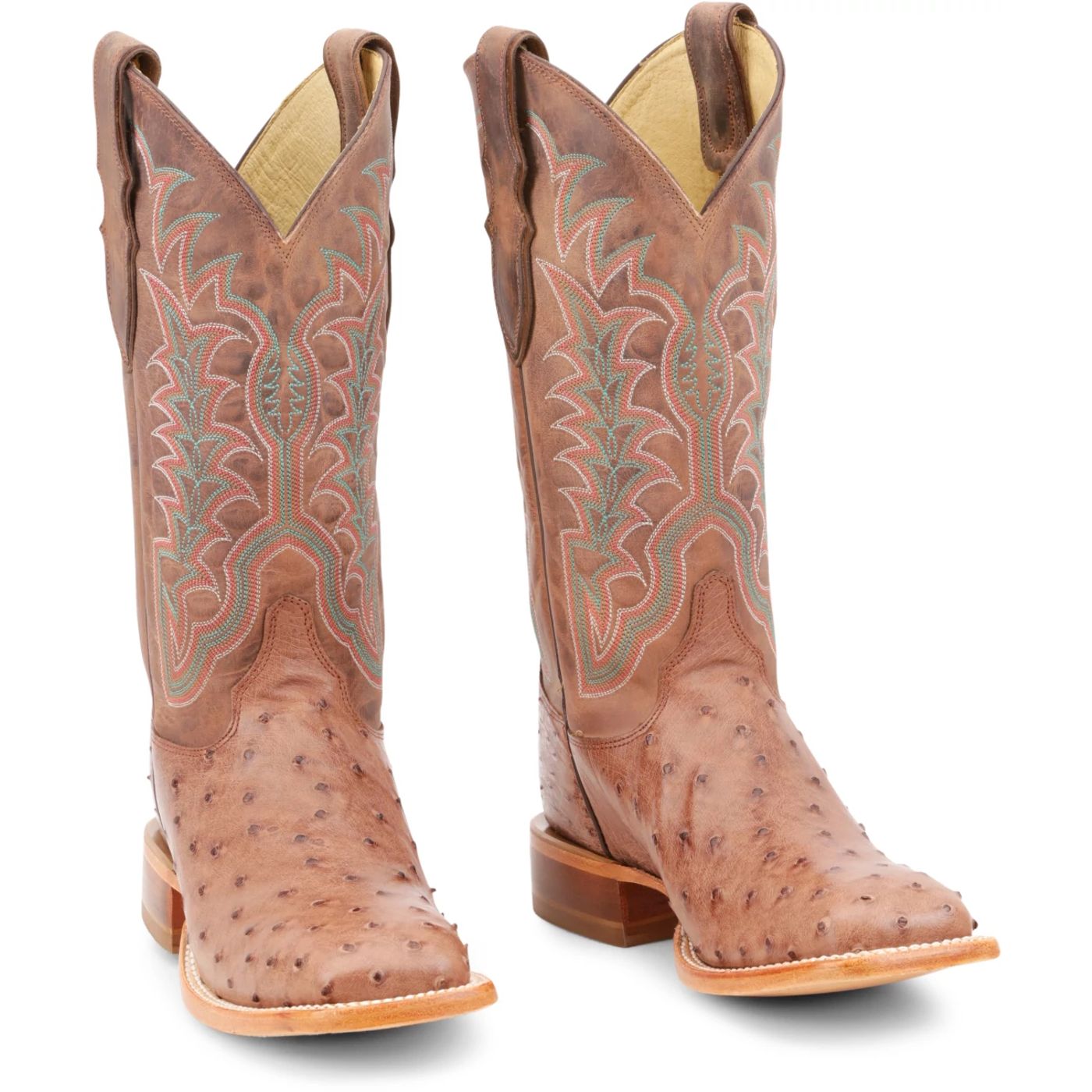 Justin Boots Men's Chisolm 13" Full Quill Ostrich Western Boot - Warm Taupe (JE8172) - Front View