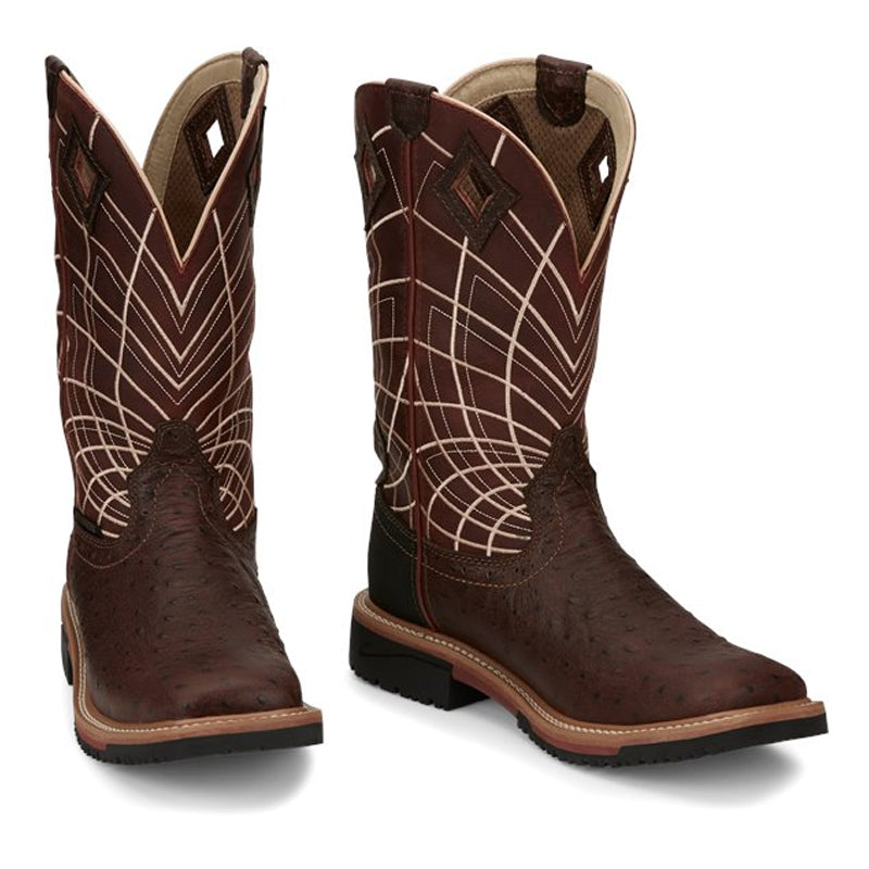 Justin Boots Derrickman Brown Ostrich Print (SE4834)