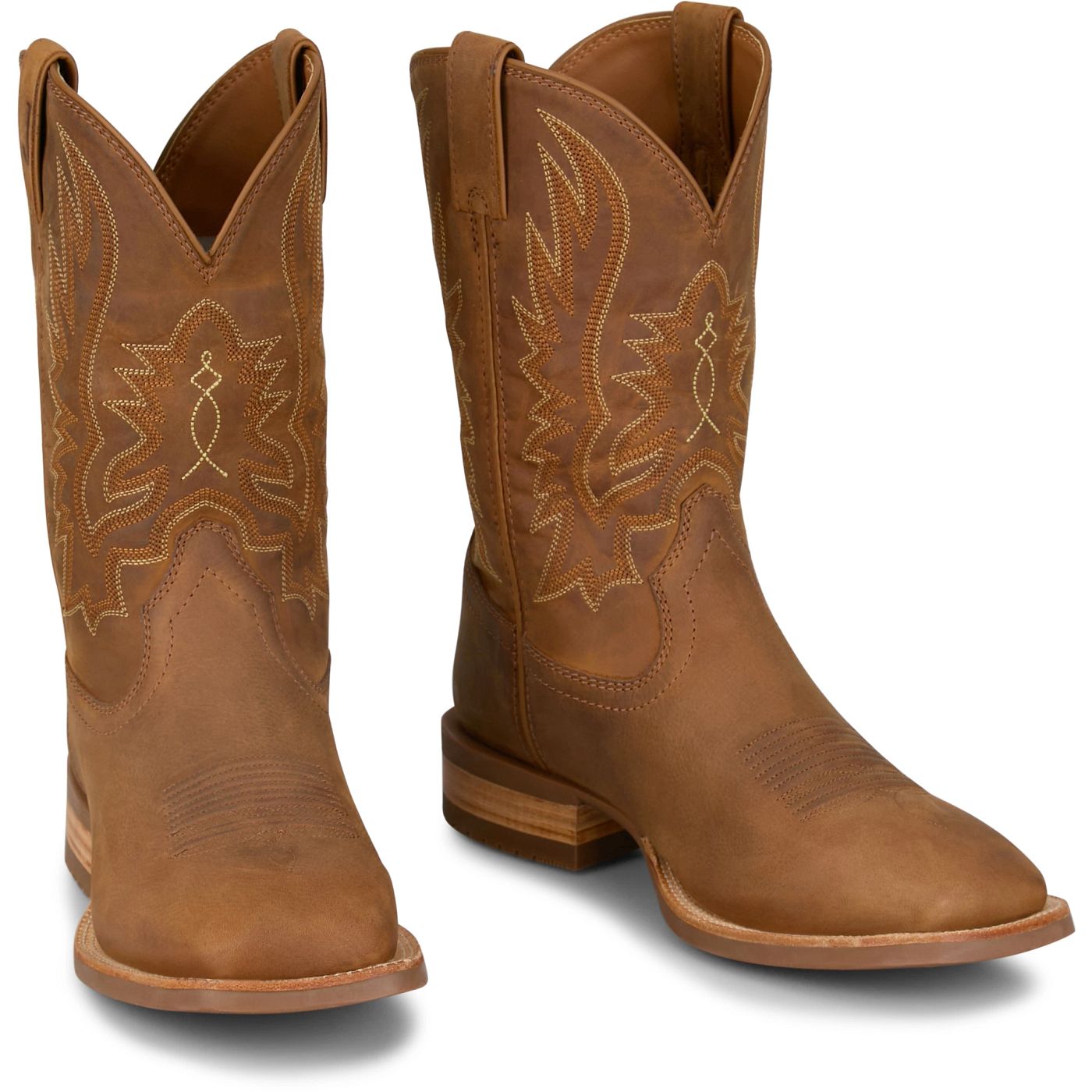Justin Boots Men's Rustle 11" Western Boot - Chestnut Brown (OL7331) - Front View