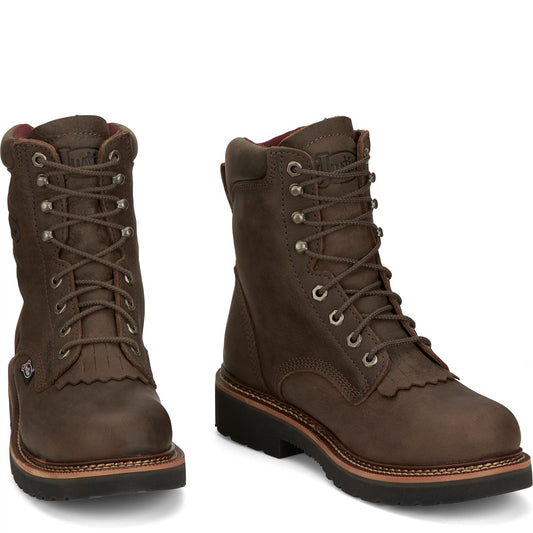 Justin Work Men's Rivot 8" Steel Toe Boot - Hickory Brown (OW441) - Front View