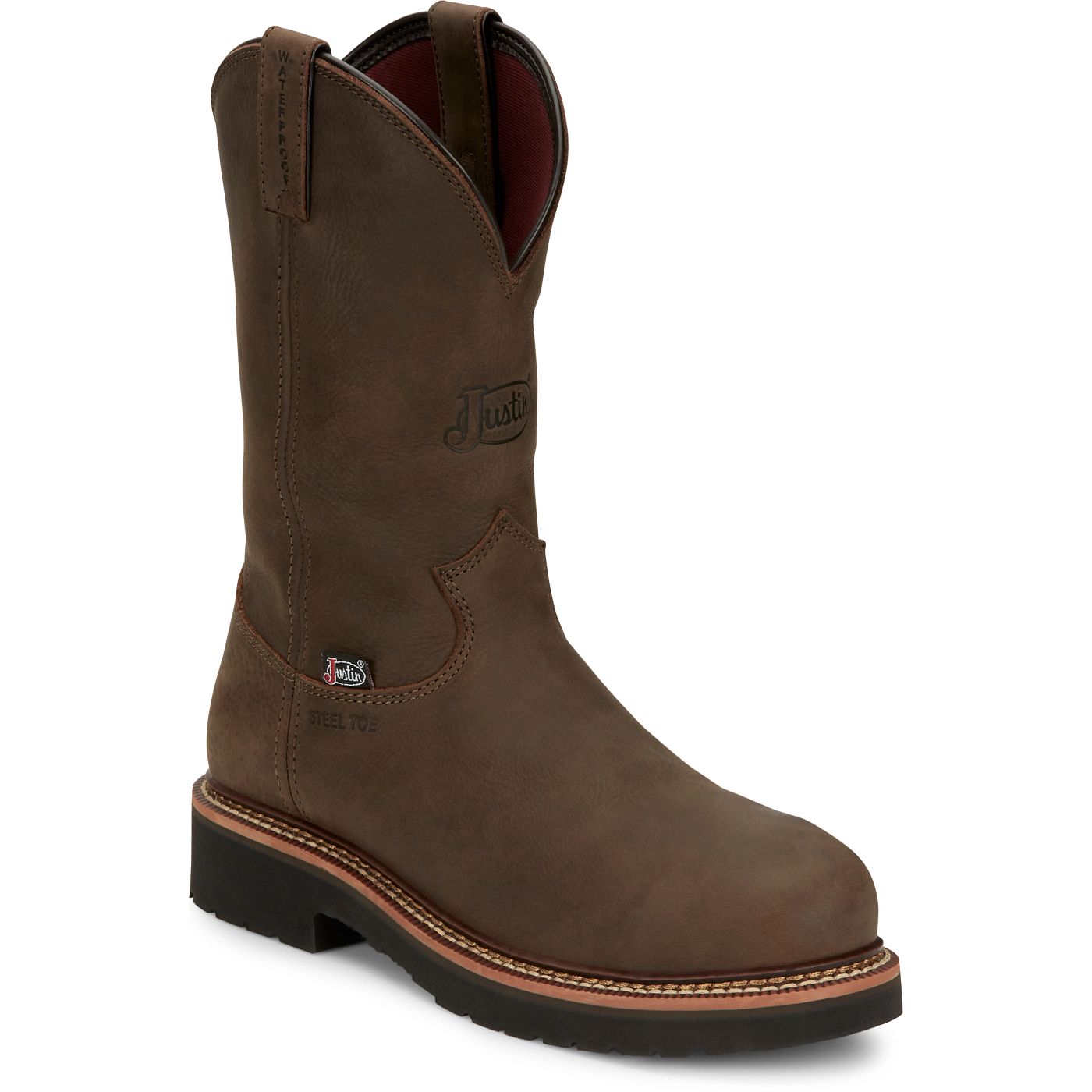 Justin Work Men's Carbide 11" Waterproof Steel Toe Boot - Hickory Brown (OW4458) - View 2