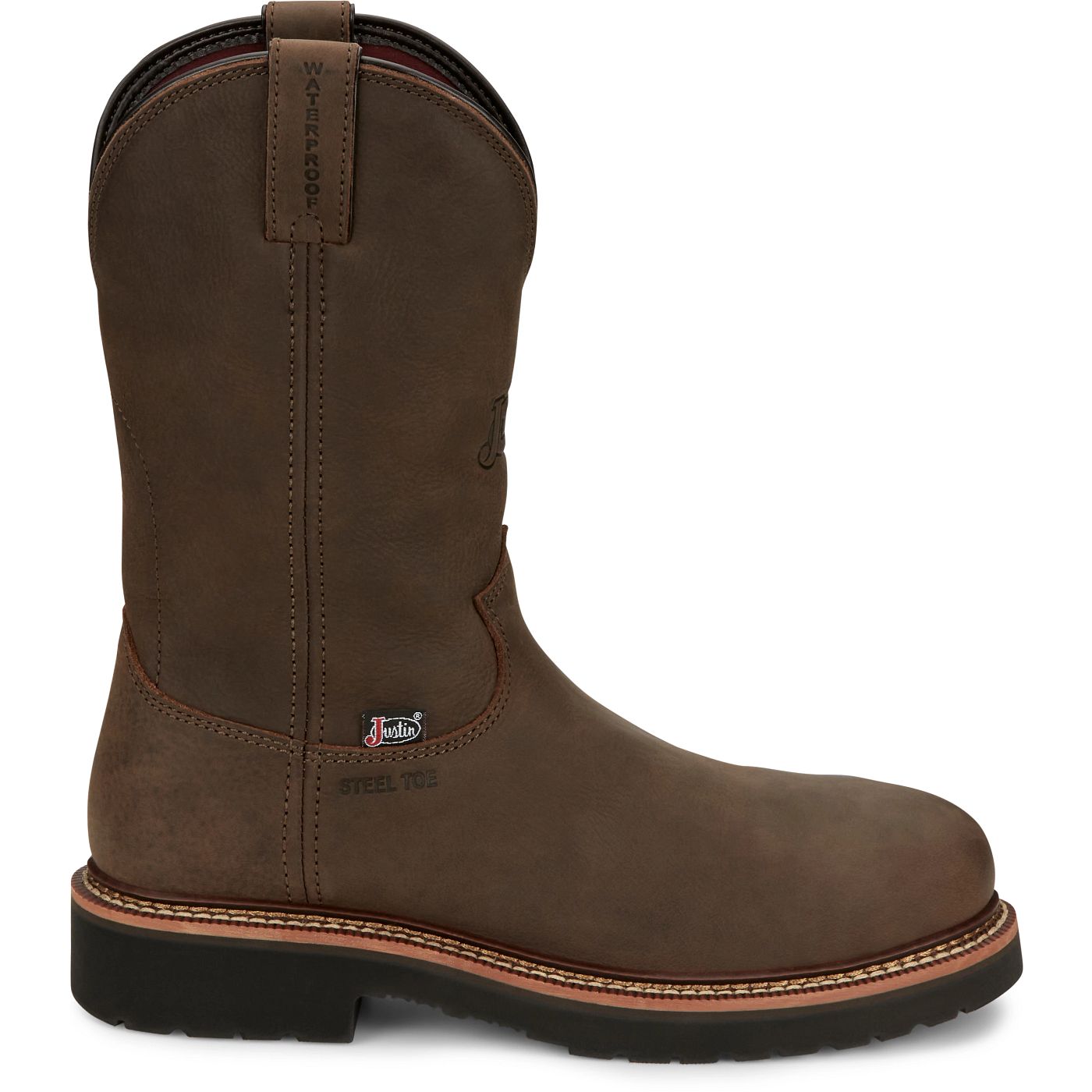 Justin Work Men's Carbide 11" Waterproof Steel Toe Boot - Hickory Brown (OW4458) - View 3