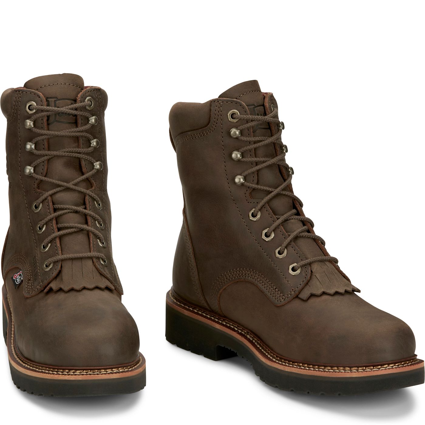 Justin Work Men's Rivot 8" Waterproof Steel Toe Boot - Hickory Brown (OW458) - Front View