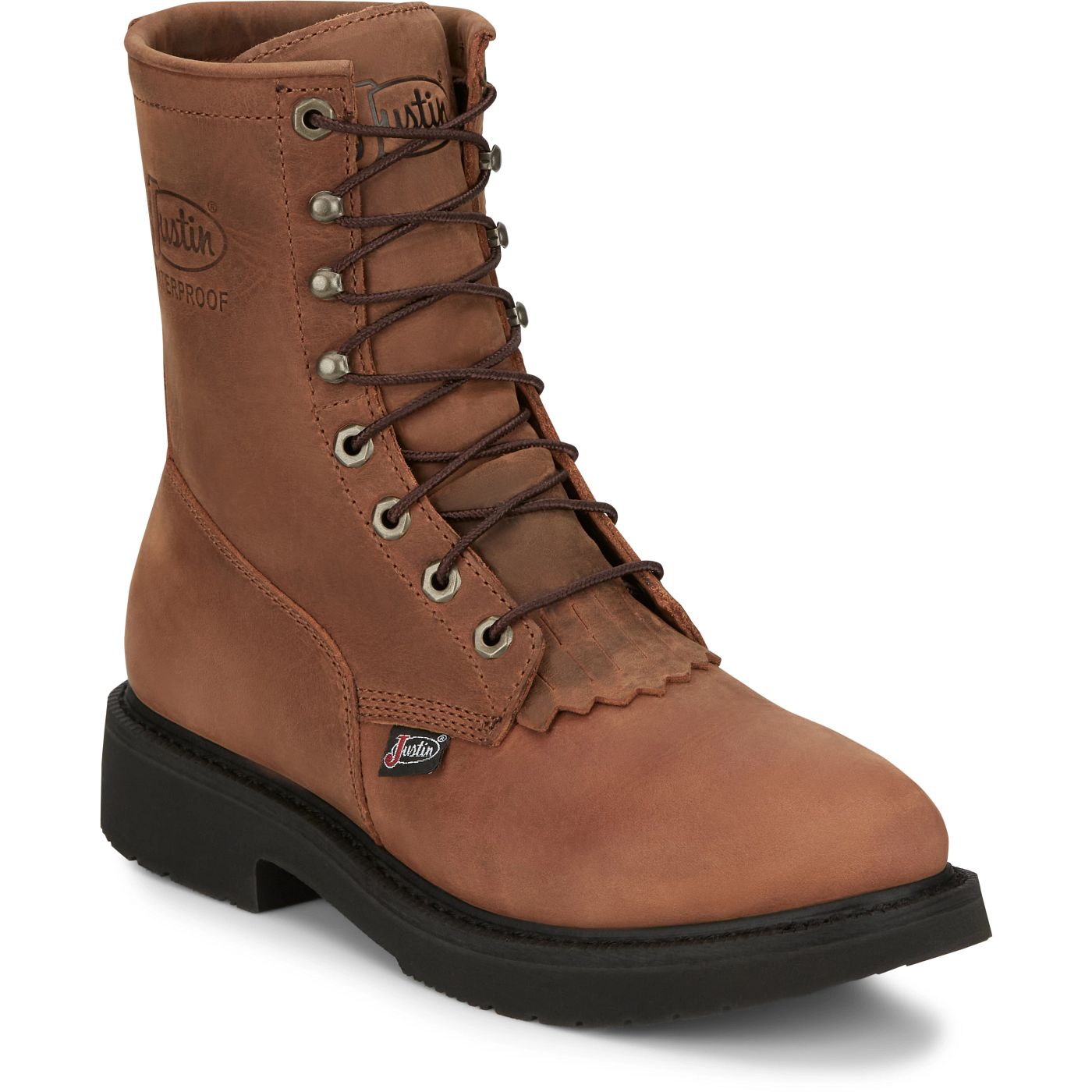 Justin Work Men's Livestock 8" Waterproof Boot - Aged Bark (OW604) - View 2