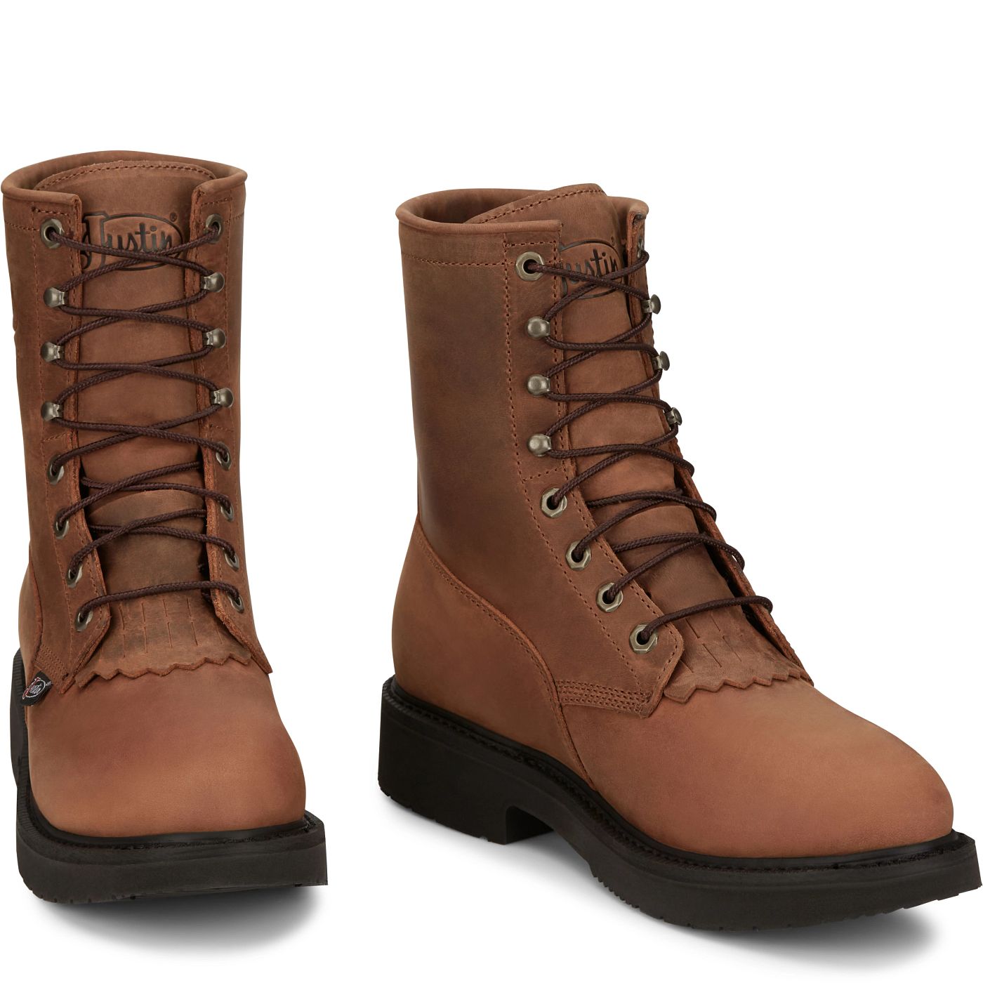 Justin Work Men's Livestock 8" Waterproof Boot - Aged Bark (OW604) - Front View