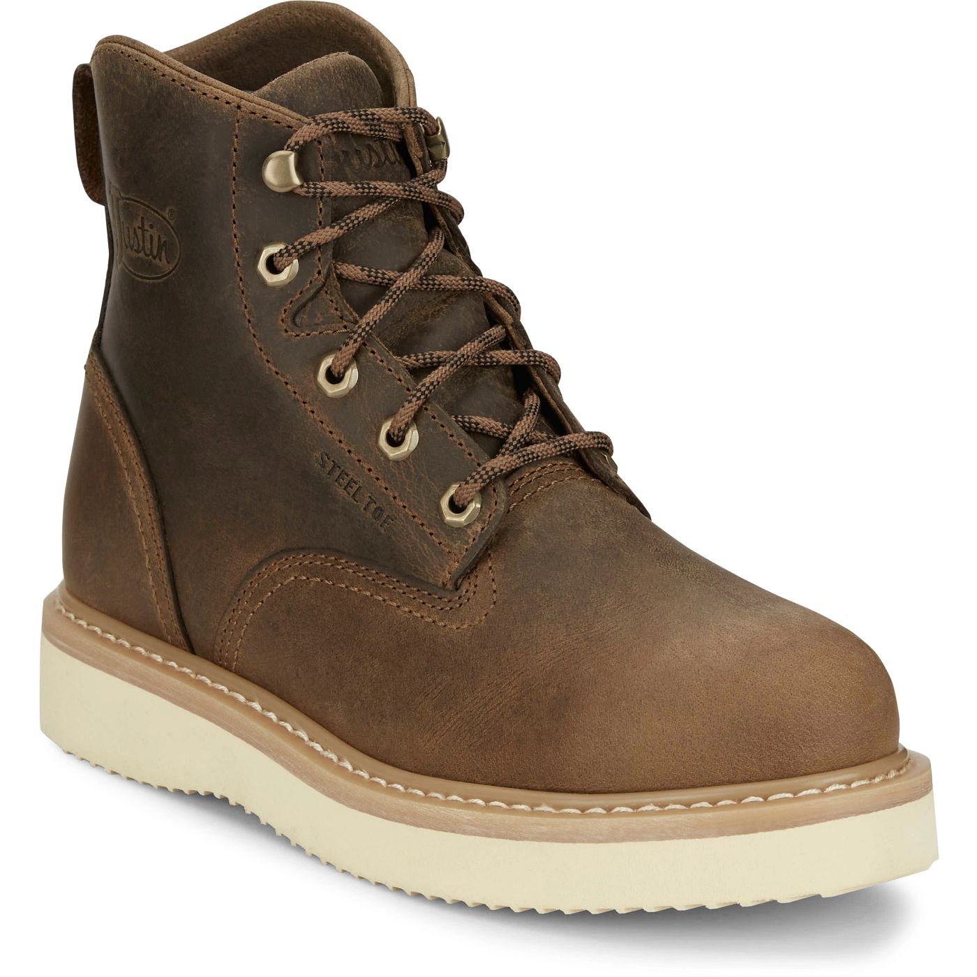 Justin Work Men's Maxwell 6" Steel Toe Lace-Up Boot - Peanut Tan (OW709) - View 2